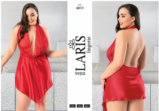 MİSS LARİS 4033 BIG SİZE SATEN KISA GECELİK