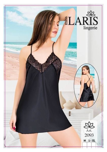 MİSS LARİS 2093 SATEN KISA GECELİK SİYAH