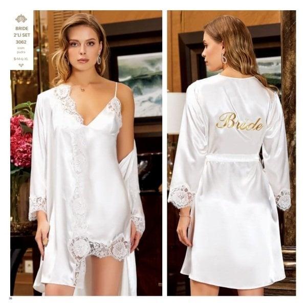 JEREMİ 3062 SATEN KISA BRİDE 2 Lİ GECELİK TAKIM