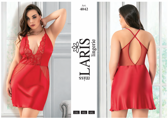 MİSS LARİS 4042 BIG SİZE SATEN KISA GECELİK