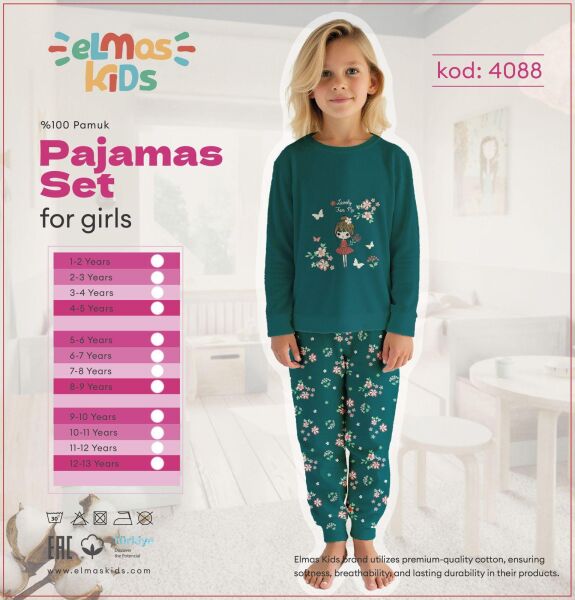 ELMAS 4088-3 KIZ ÇOCUK 9-13 YAŞ PİJAMA TAKIM
