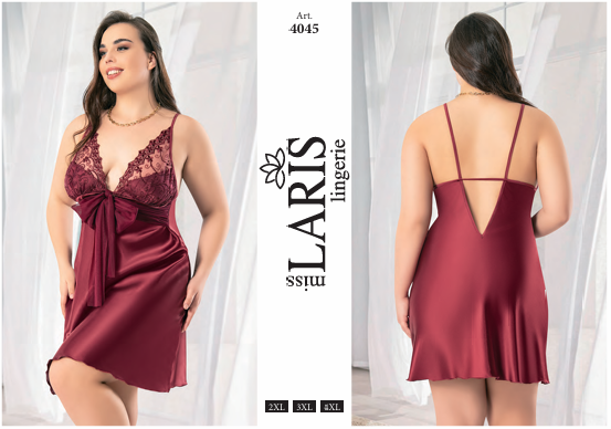 MİSS LARİS 4045 BIG SİZE SATEN KISA GECELİK