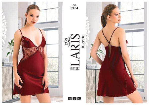 MİSS LARİS 2104 SATEN KISA GECELİK BORDO