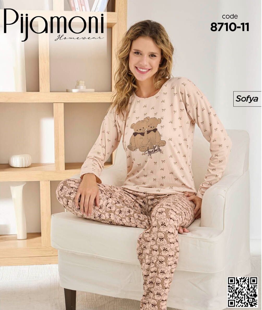 PİJAMONİ 8710-11 BAYAN SOFYA PİJAMA TAKIMI