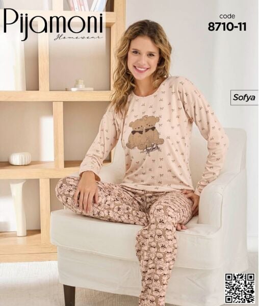 PİJAMONİ 8710-11 BAYAN SOFYA PİJAMA TAKIMI