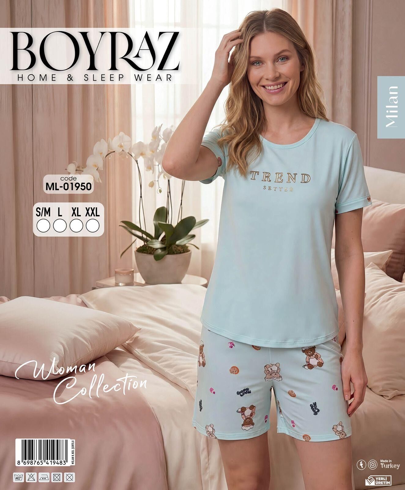 BOYRAZ 01950 MİLAN KISA KOL ŞORTLU PİJAMA TAKIM