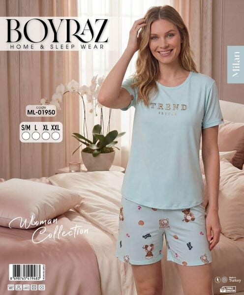 BOYRAZ 01950 MİLAN KISA KOL ŞORTLU PİJAMA TAKIM