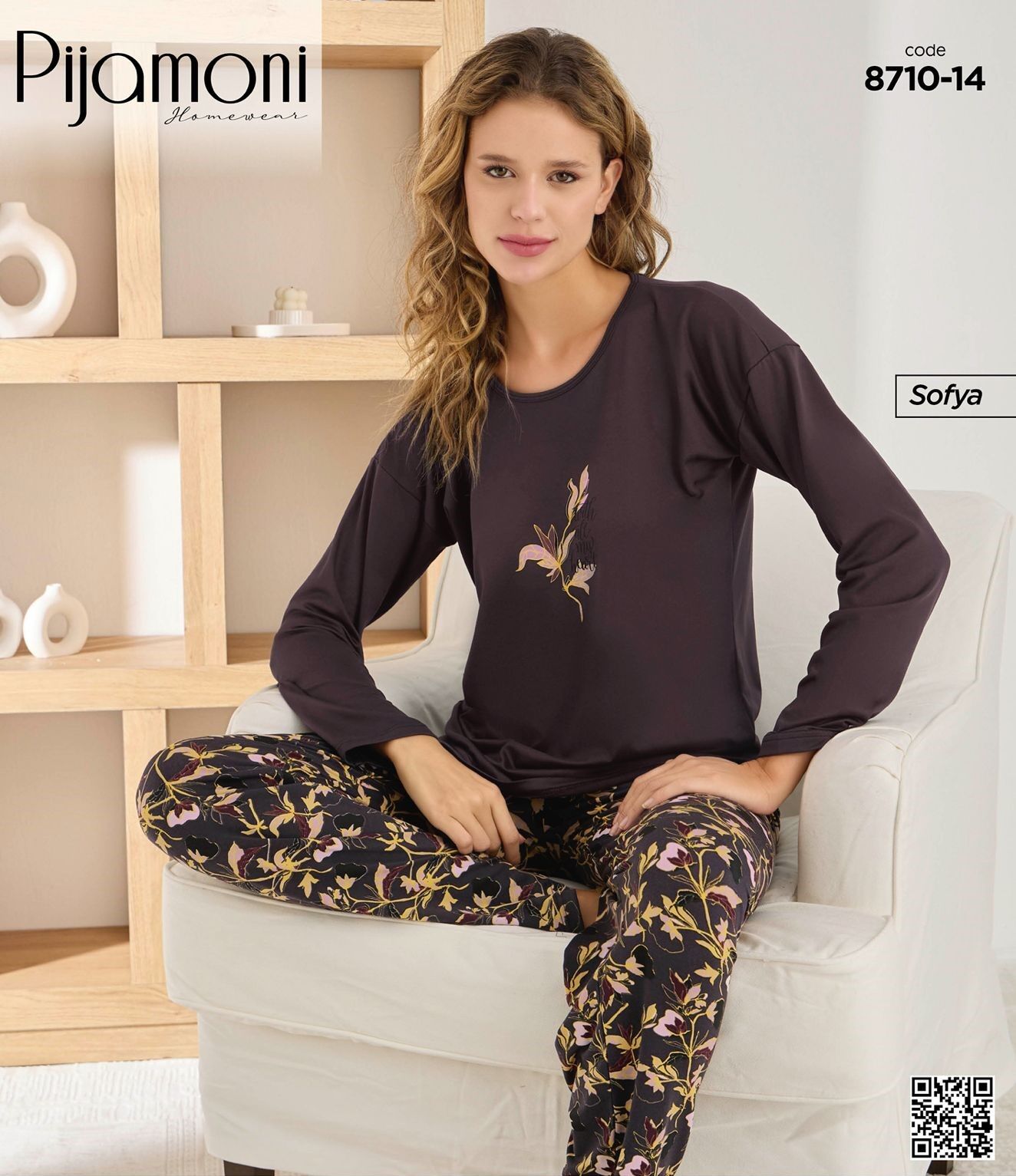 PİJAMONİ 8710-14 BAYAN SOFYA PİJAMA TAKIMI