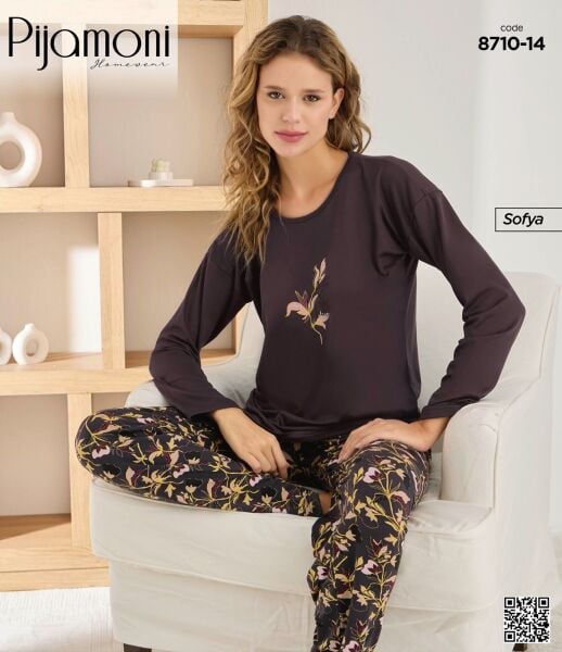 PİJAMONİ 8710-14 BAYAN SOFYA PİJAMA TAKIMI