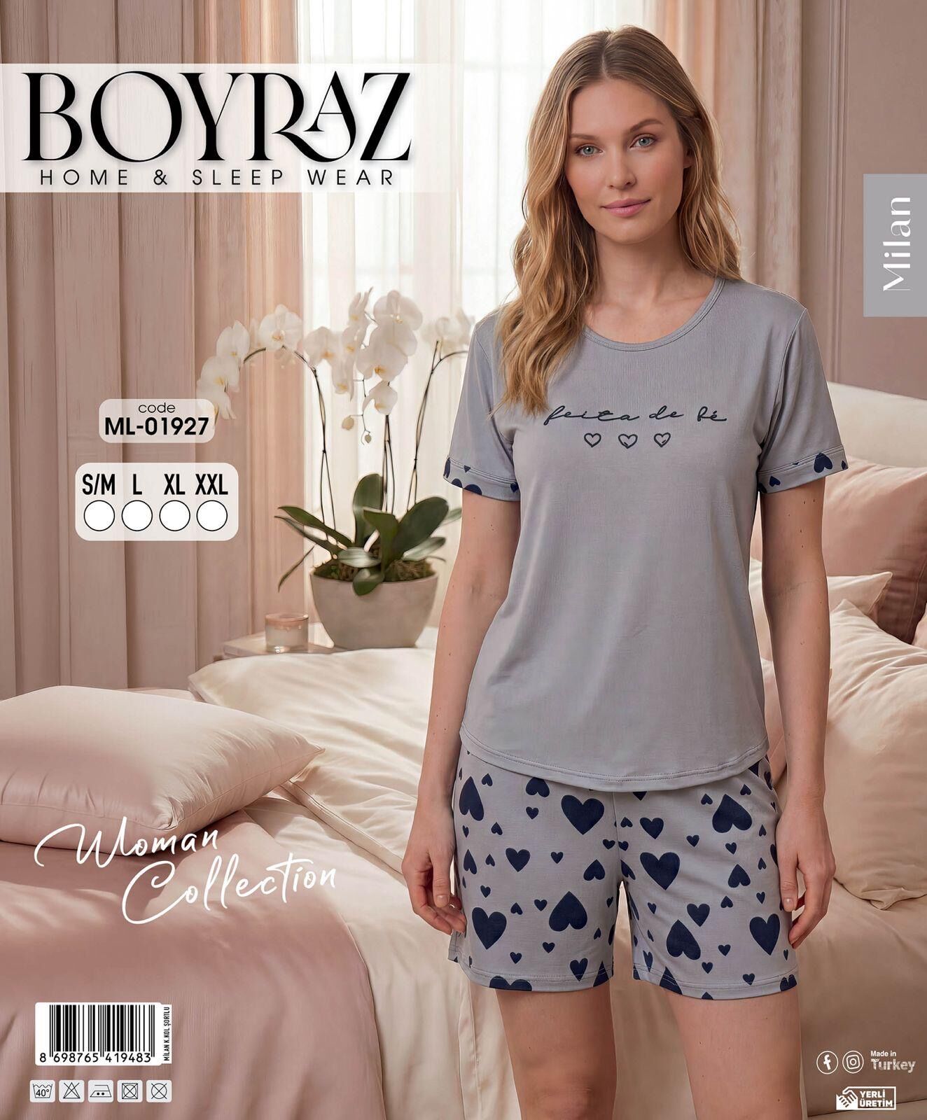 BOYRAZ 01927 MİLAN KISA KOL ŞORTLU PİJAMA TAKIM