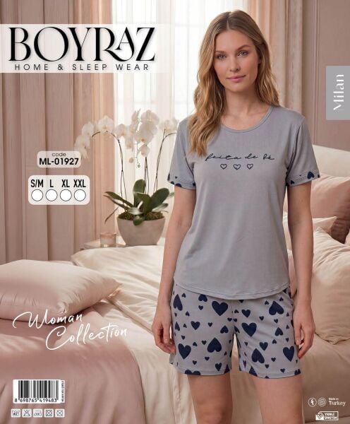 BOYRAZ 01927 MİLAN KISA KOL ŞORTLU PİJAMA TAKIM