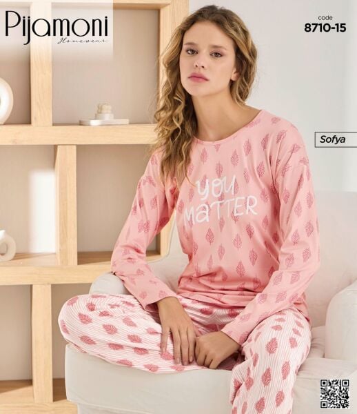 PİJAMONİ 8710-15 BAYAN SOFYA PİJAMA TAKIMI