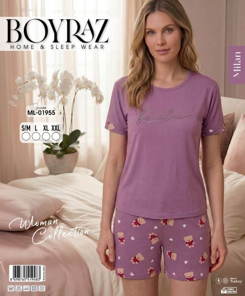 BOYRAZ 01955 MİLAN KISA KOL ŞORTLU PİJAMA TAKIM