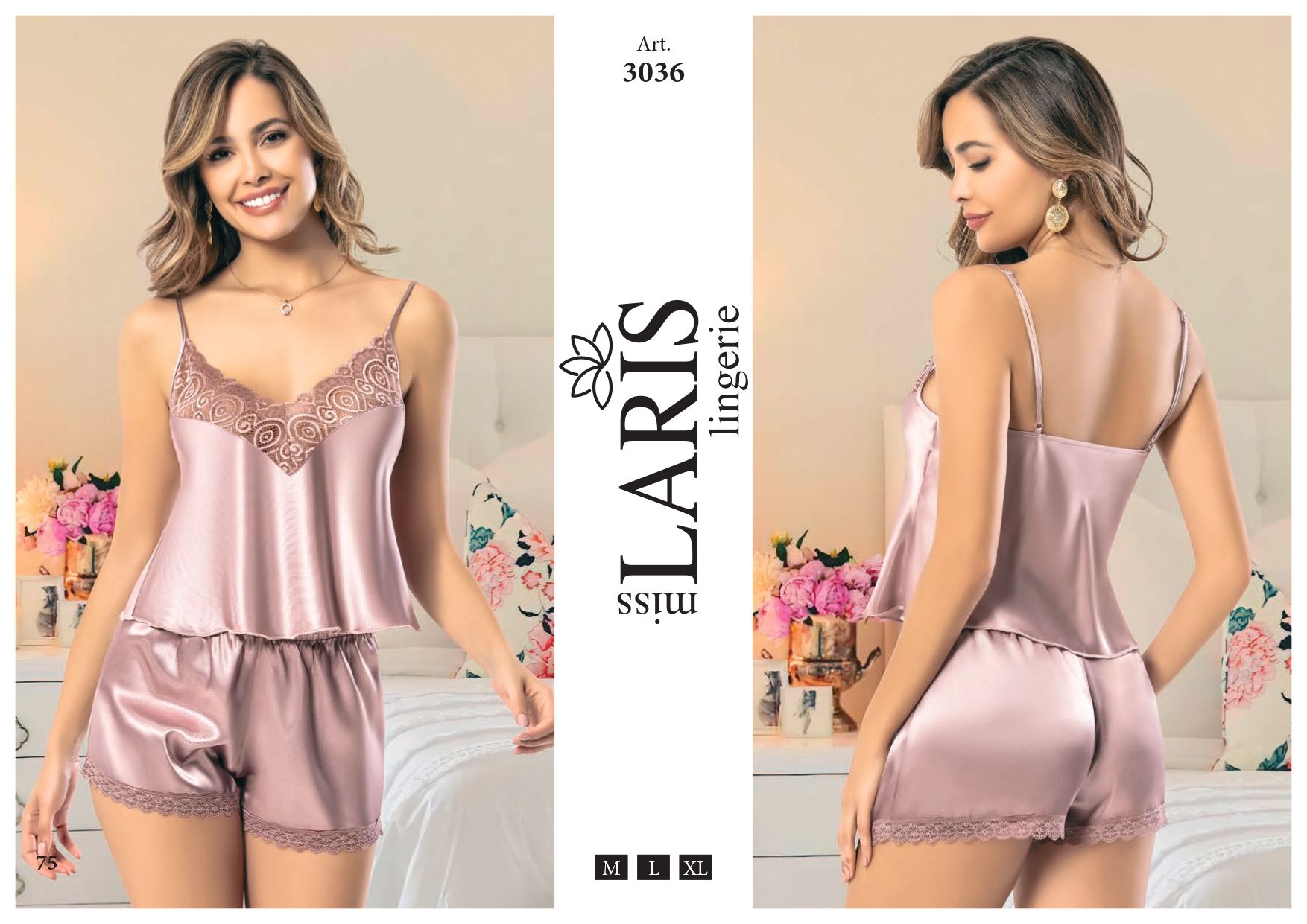 MİSS LARİS 3036 SATEN ŞORT TAKIM VİZON