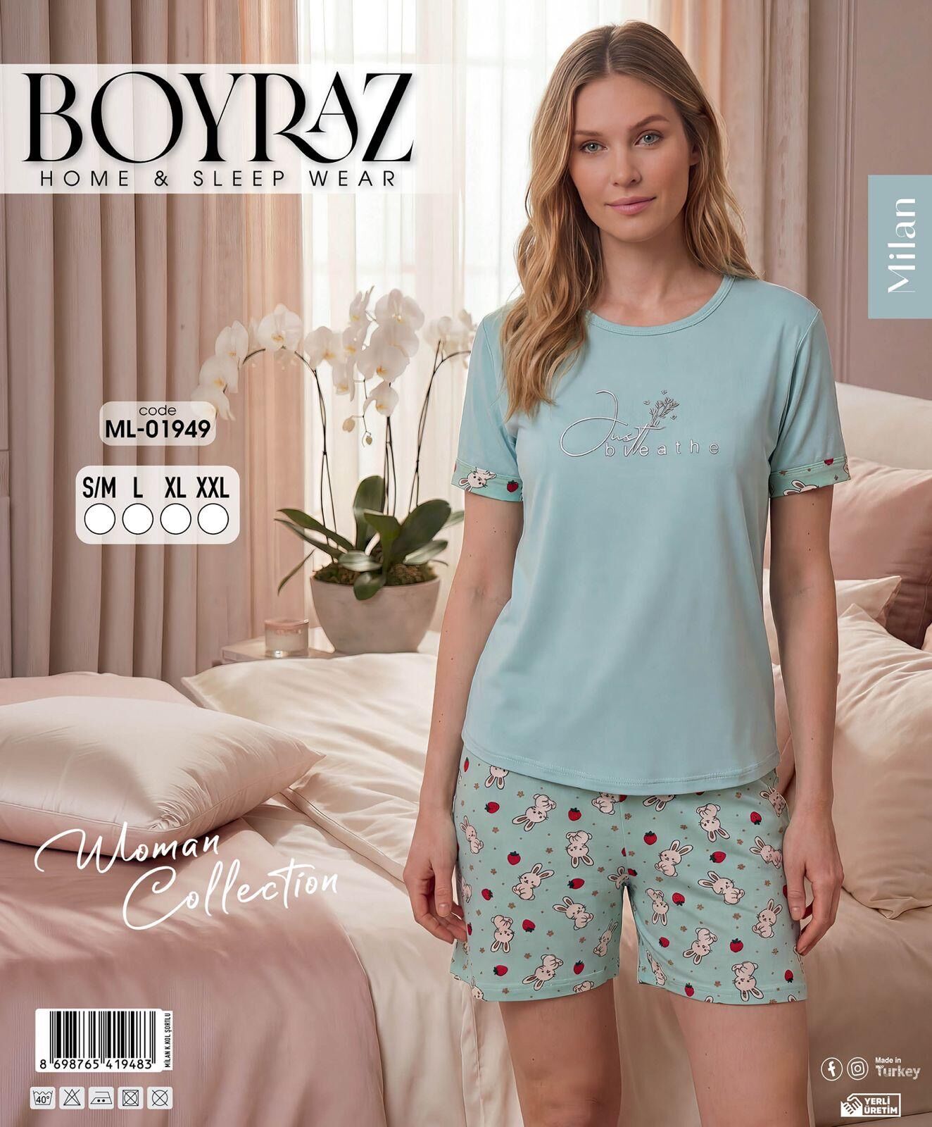 BOYRAZ 01949 MİLAN KISA KOL ŞORTLU PİJAMA TAKIM