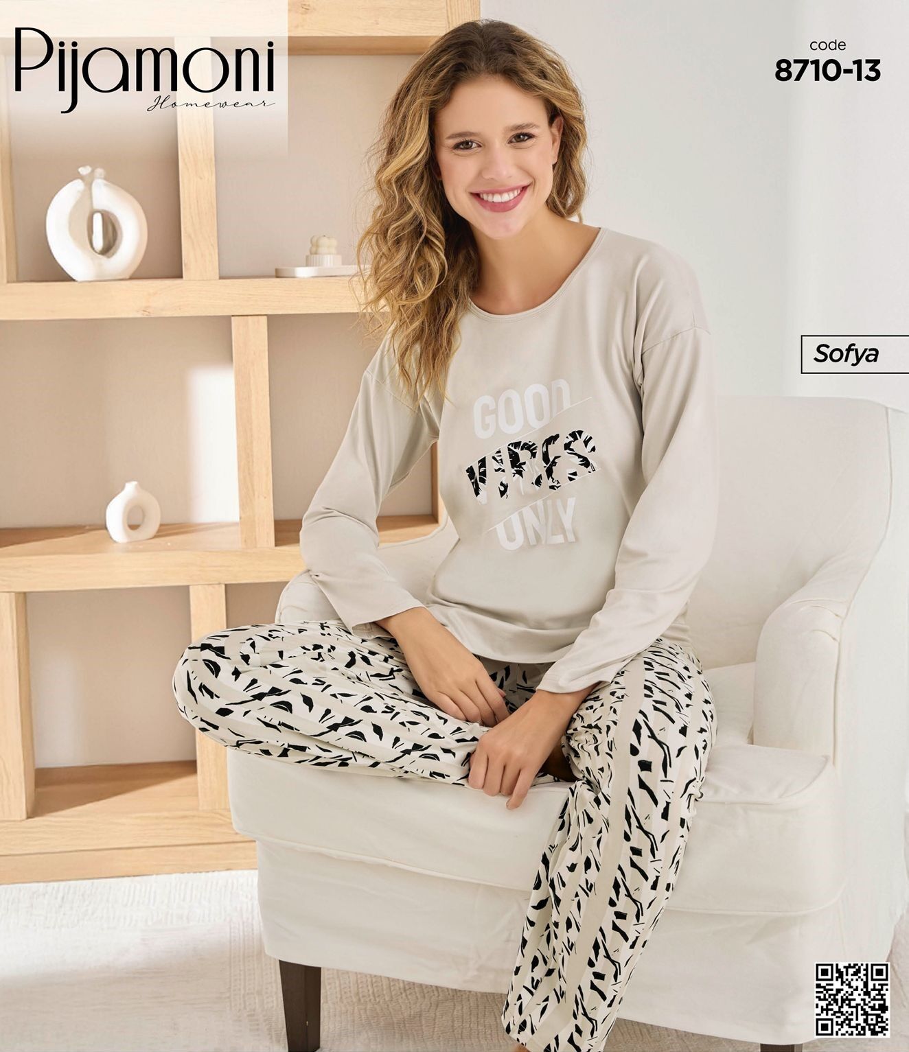 PİJAMONİ 8710-13 BAYAN SOFYA PİJAMA TAKIMI