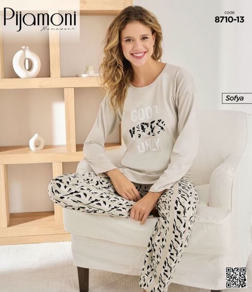 PİJAMONİ 8710-13 BAYAN SOFYA PİJAMA TAKIMI