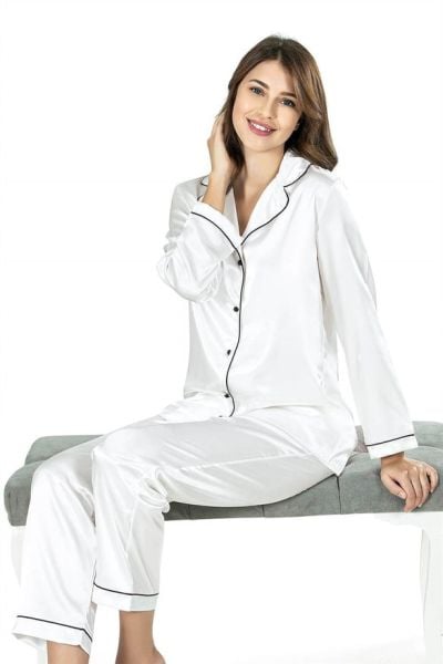 AHU 7647 BAYAN SATEN 2 Lİ PİJAMA TAKIM