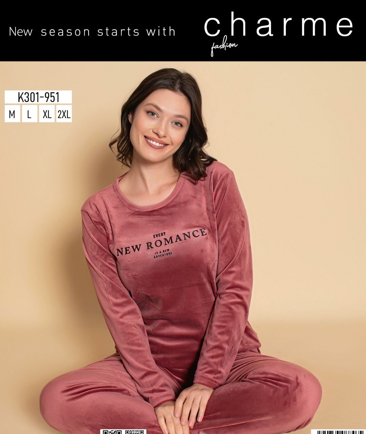 CHARME K301-951 BAYAN KADİFE PİJAMA TAKIM