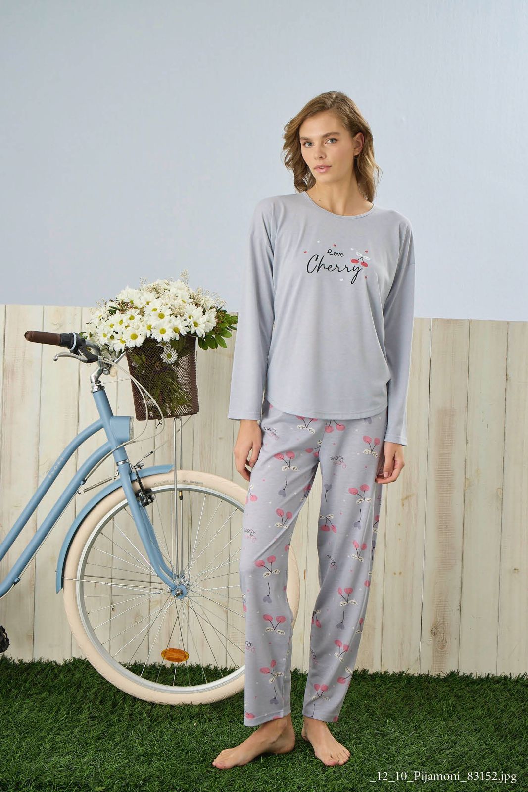 PİJAMONİ 7300-10 POLYVİSKON UZUNKOL PİJAMA TAKIM