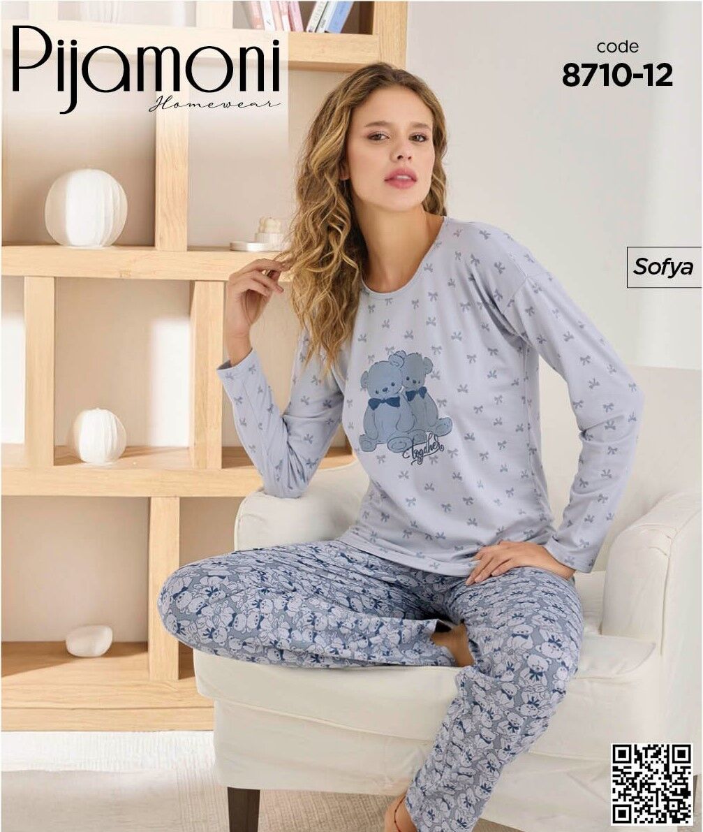 PİJAMONİ 8710-12 BAYAN SOFYA PİJAMA TAKIMI