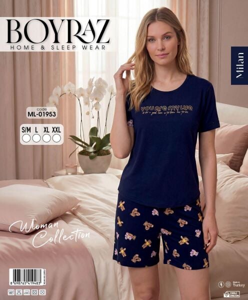 BOYRAZ 01953 MİLAN KISA KOL ŞORTLU PİJAMA TAKIM