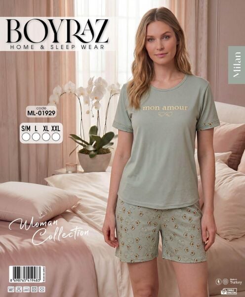 BOYRAZ 01929 MİLAN KISA KOL ŞORTLU PİJAMA TAKIM