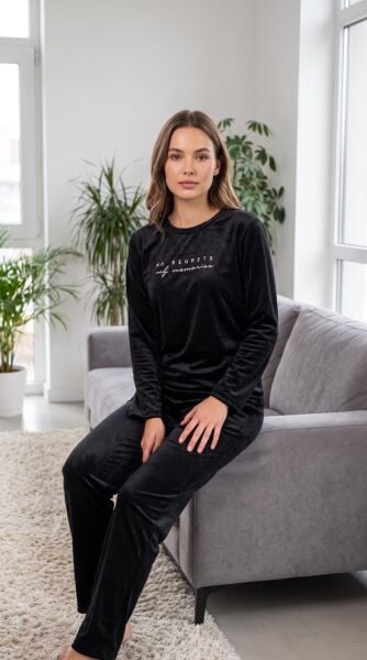 LANA 465-12 FRANSIZ KADİFE BİSİKLET YAKA PİJAMA TK