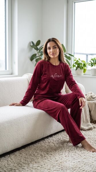 LANA 465-13 FRANSIZ KADİFE BİSİKLET YAKA PİJAMA TK