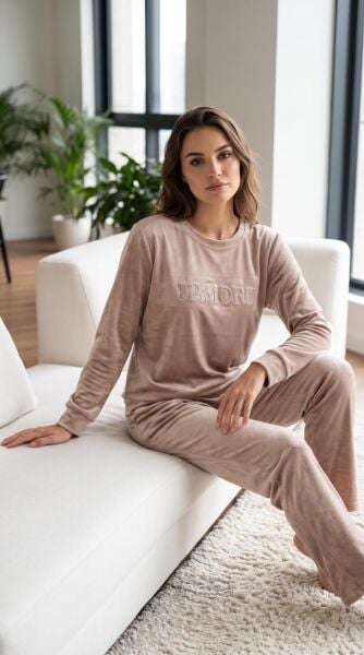 LANA 465-108 FRANSIZ KADİFE O YAKA PİJAMA TAKIM