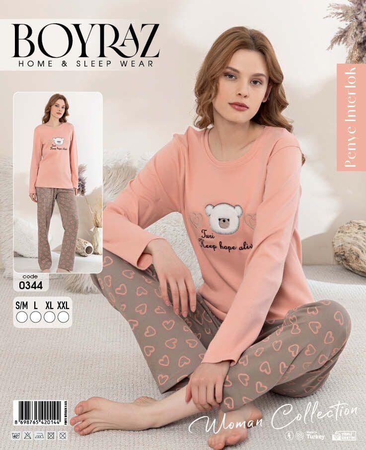 BOYRAZ 0344 BAYAN PENYE İNTERLOK PİJAMA TAKIMI
