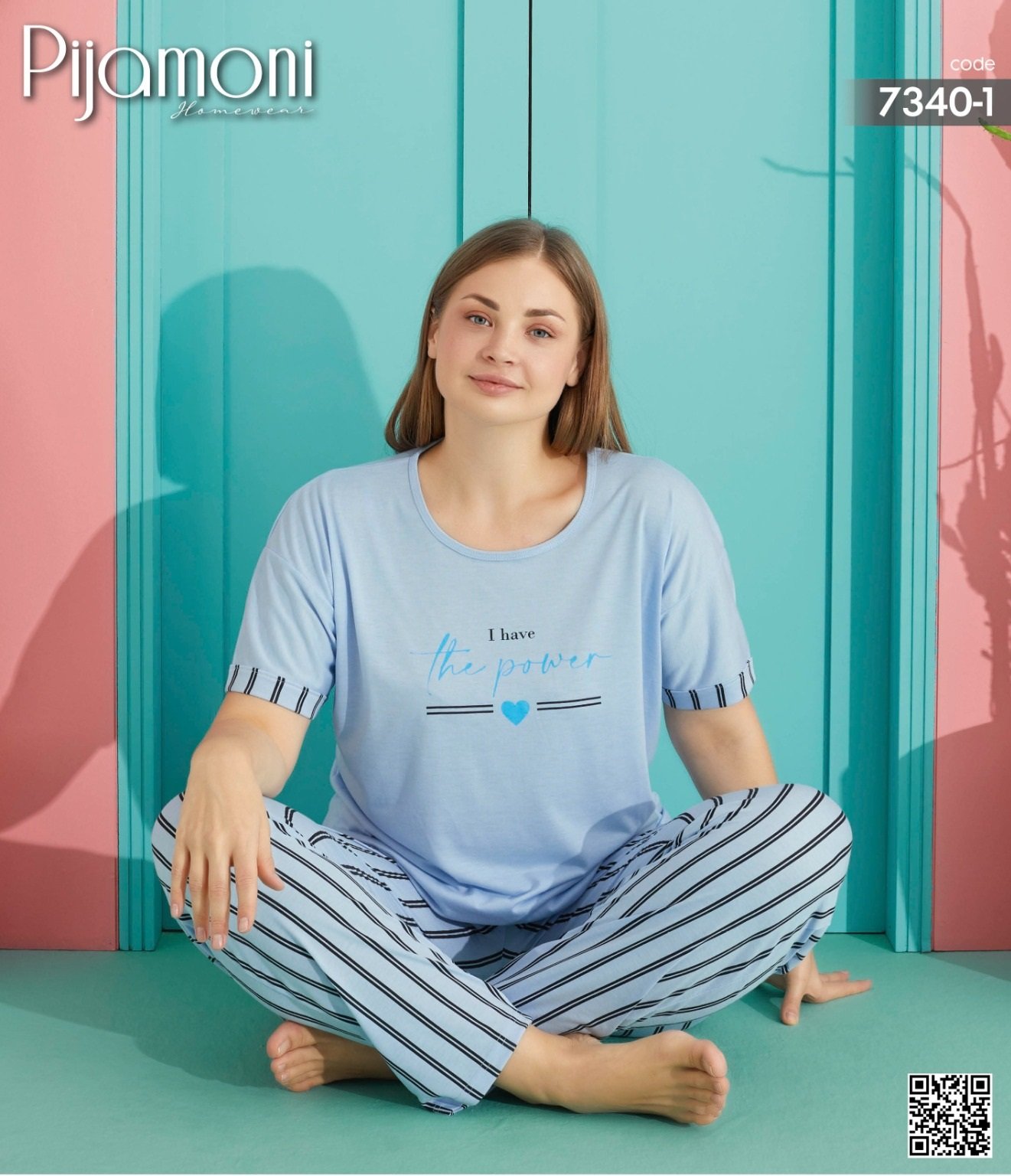 PİJAMONİ 7340-1 PVİSKON BATTAL KISA KOL PİJAMA TK