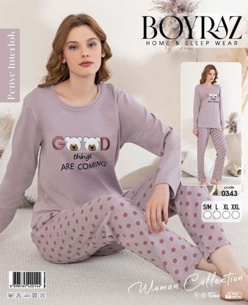 BOYRAZ 0343 BAYAN PENYE İNTERLOK PİJAMA TAKIMI