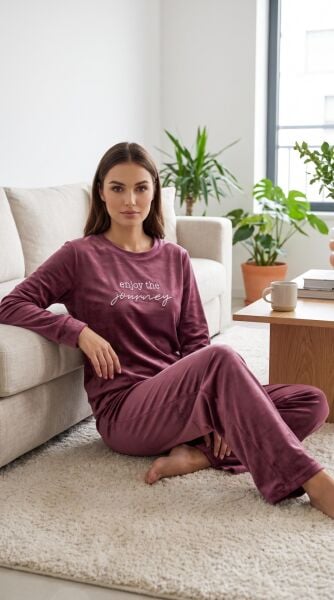 LANA 465-105 FRANSIZ KADİFE O YAKA PİJAMA TAKIM