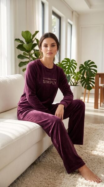 LANA 465-107 FRANSIZ KADİFE O YAKA PİJAMA TAKIM