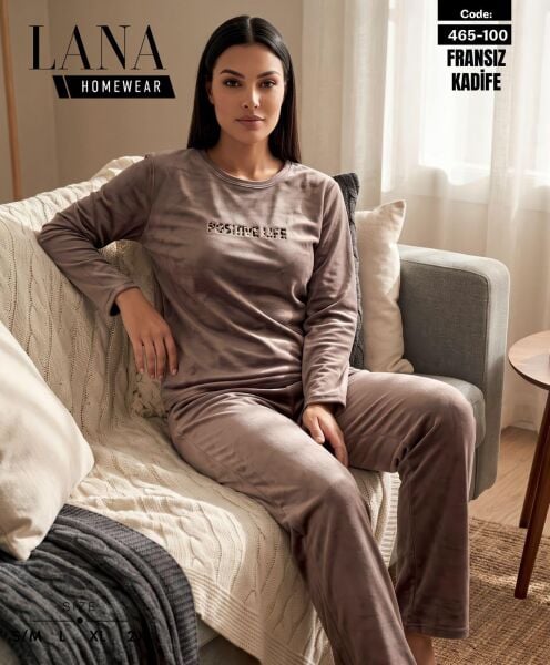 LANA 465-100 FRANSIZ KADİFE O YAKA PİJAMA TAKIM