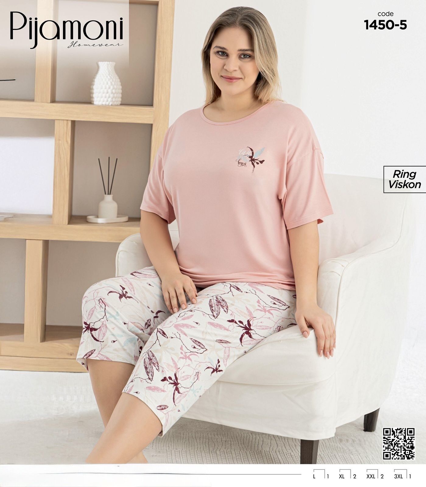 PİJAMONİ 1450-5 RİNG BATTAL KISA KOL KAPRİ TAKIM