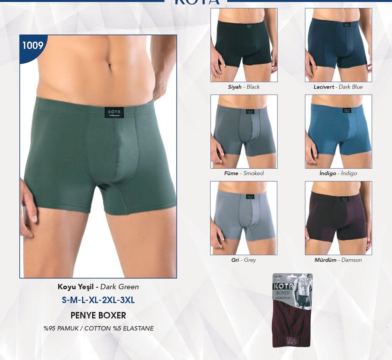 KOTA 1009 ERKEK BELİ KATLAMALI LİKRALI BOXER