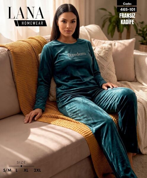 LANA 465-101 FRANSIZ KADİFE O YAKA PİJAMA TAKIM