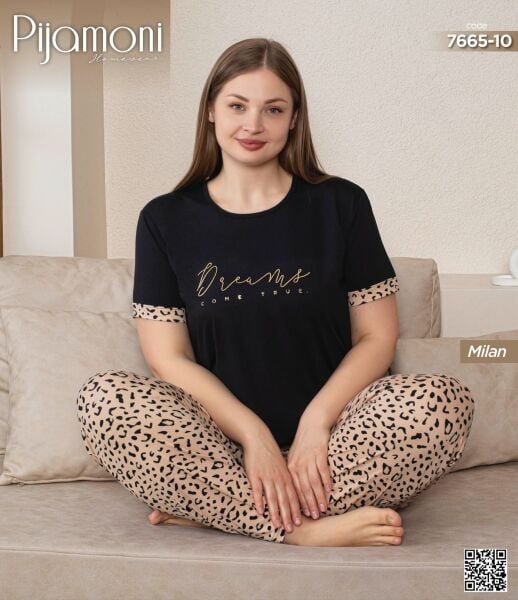 PİJAMONİ 7665-10 MİLAN BATTAL KISA KOL PİJAMA TKM