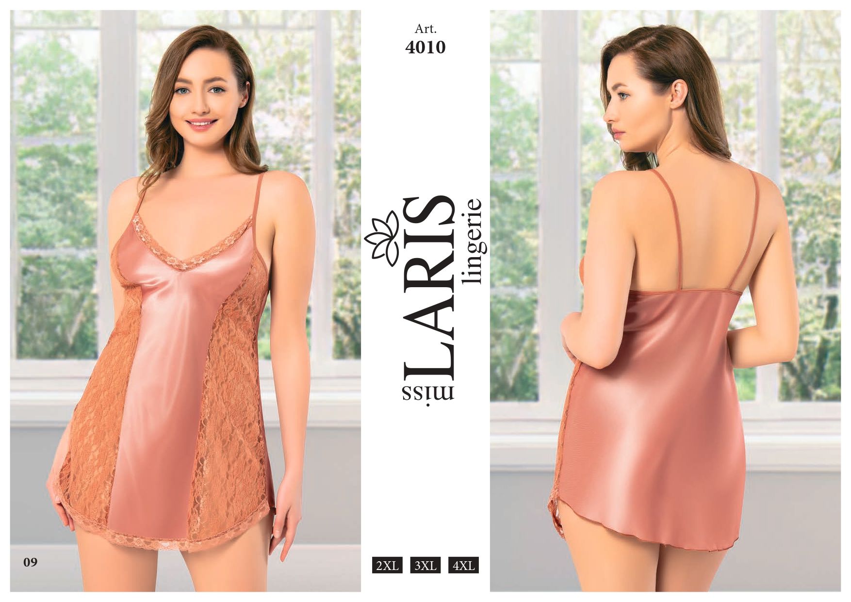 MİSS LARİS 4028 BIG SİZE SATEN KISA GECELİK SİYAH