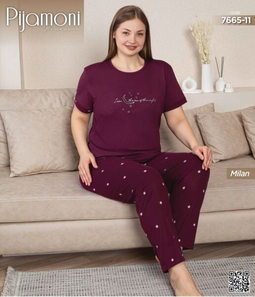 PİJAMONİ 7665-11 MİLAN BATTAL KISA KOL PİJAMA TKM