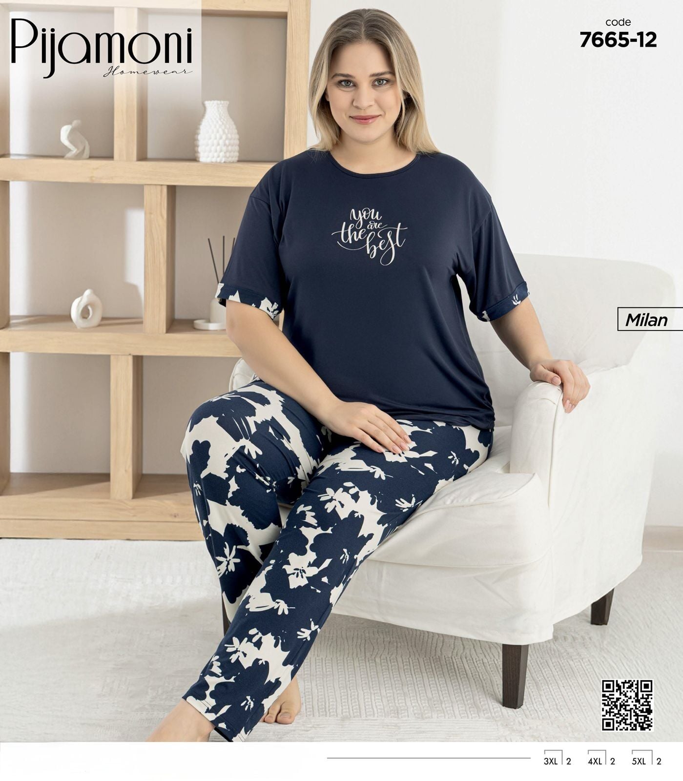 PİJAMONİ 7665-12 MİLAN BATTAL KISA KOL PİJAMA TKM