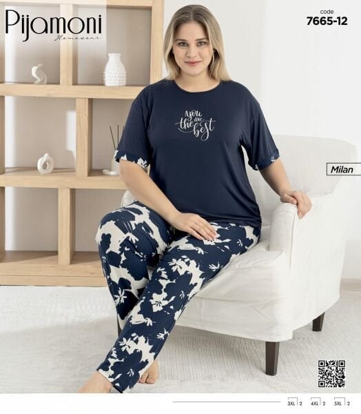 PİJAMONİ 7665-12 MİLAN BATTAL KISA KOL PİJAMA TKM