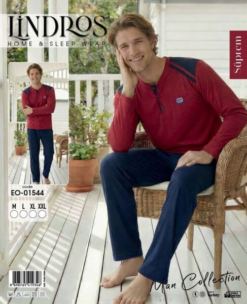 LİNDROS 01544 ERKEK SÜPREM PİJAMA TAKIMI