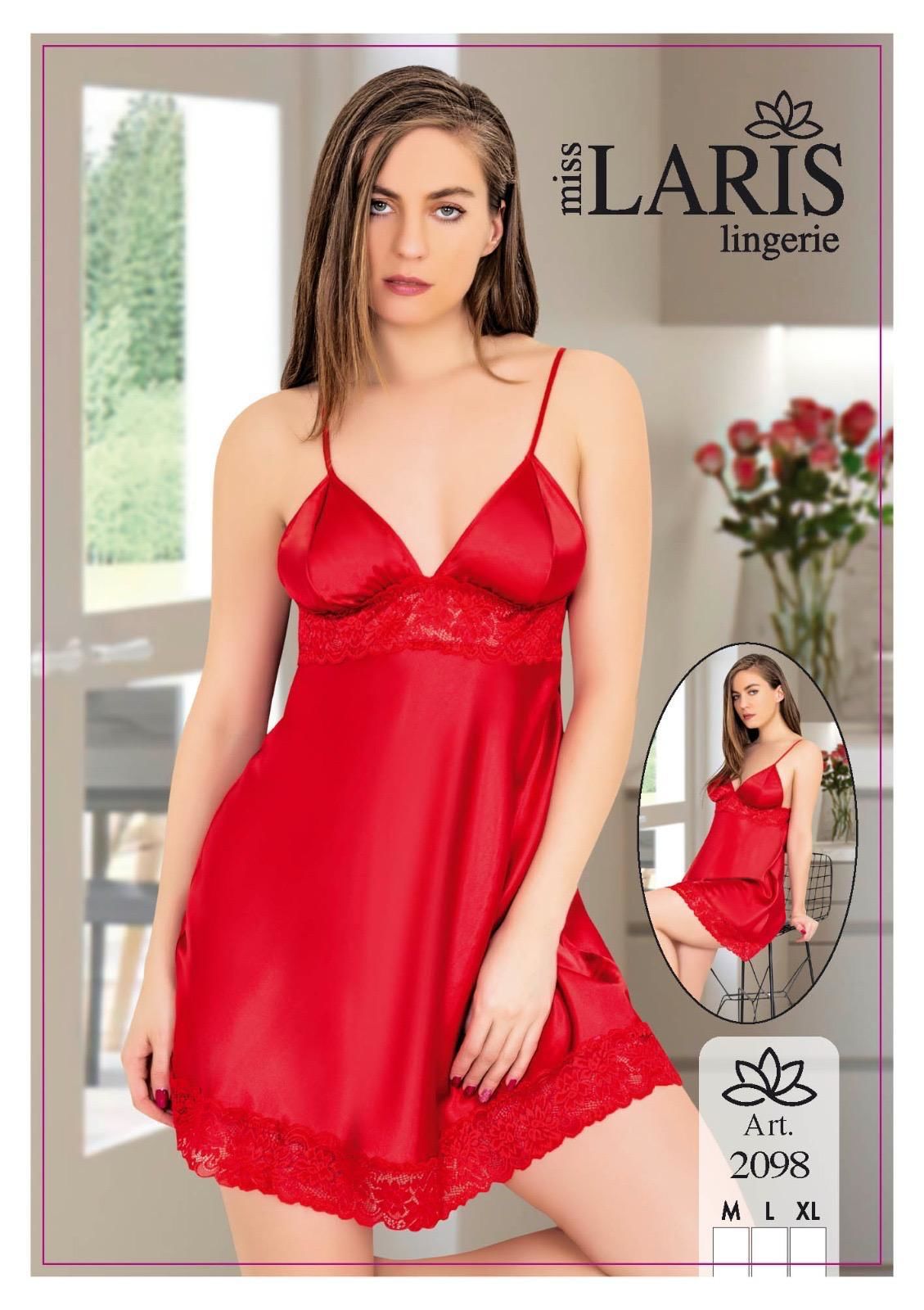 MİSS LARİS 2098 SATEN KISA GECELİK KIRMIZI