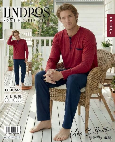 LİNDROS 01545 ERKEK SÜPREM PİJAMA TAKIMI