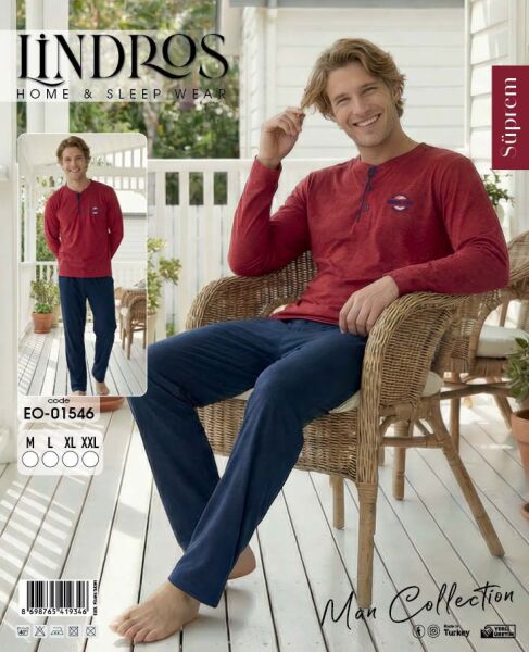 LİNDROS 01546 ERKEK SÜPREM PİJAMA TAKIMI