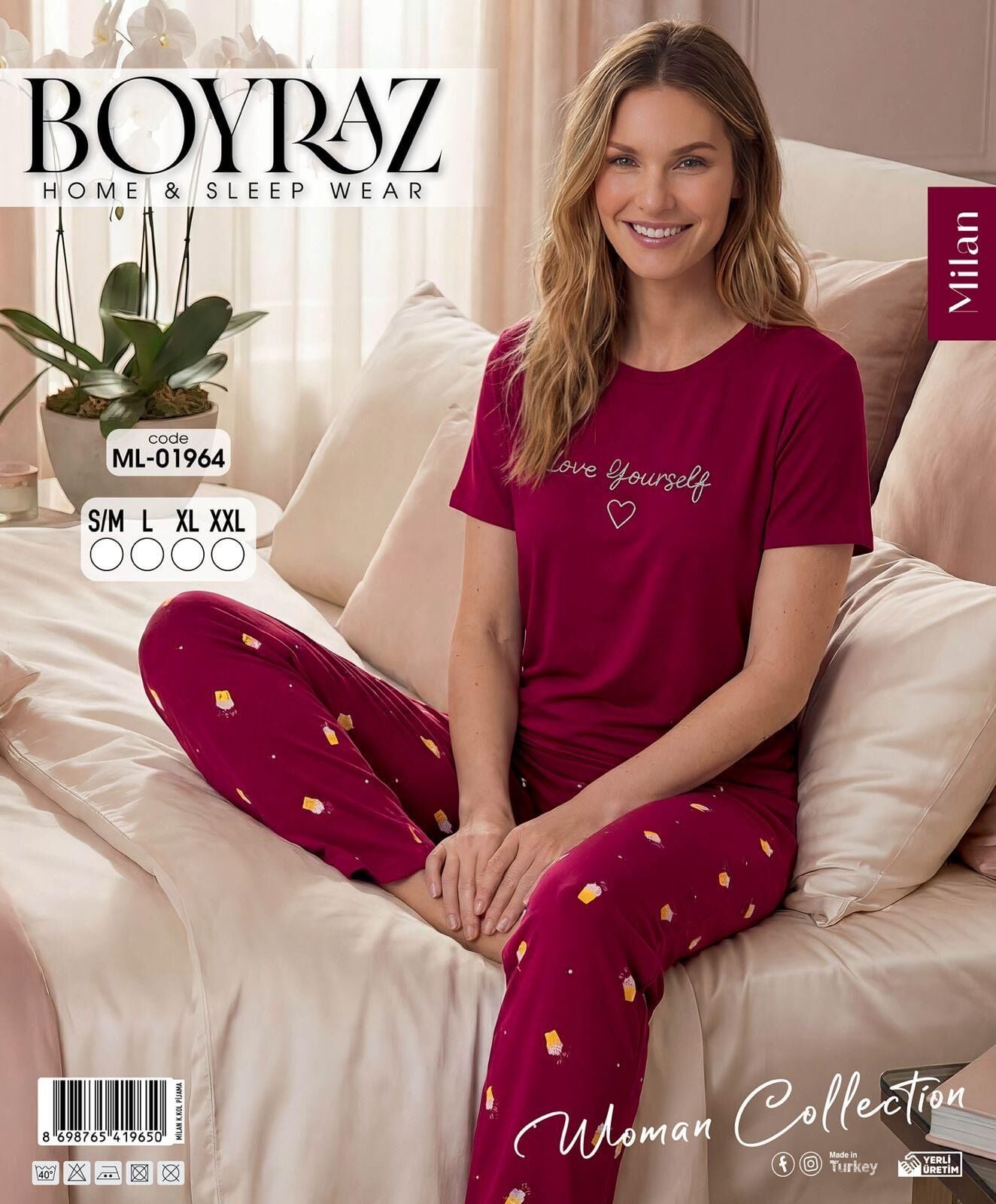 BOYRAZ 01964 MİLAN KISA KOL PİJAMA TAKIM