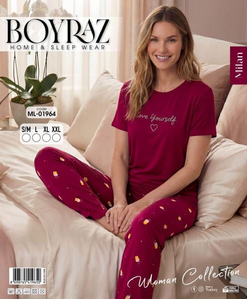 BOYRAZ 01964 MİLAN KISA KOL PİJAMA TAKIM